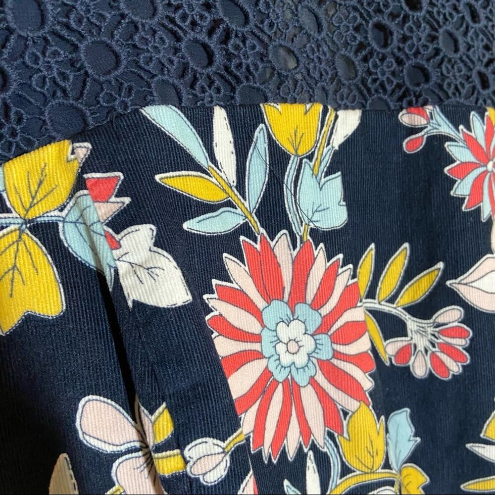 Anthropologie Moulinette Souers Ashbury Dress Corduroy Floral Crotchet Neckline - Picture 4 of 6